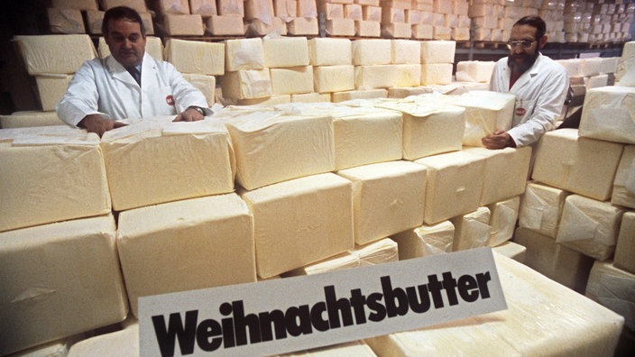 Weihnachtsbutter in der Butterabsatzzentrale in Hannover. Aufnahme vom Dezember 1984.