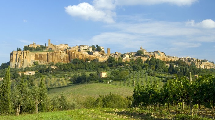 Die Stadt Orvieto auf einem Tuffsteinfelsen.